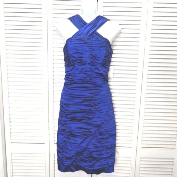 Calvin Klein Dresses & Skirts - Calvin Klein Bodycon Cocktail Wiggle Dress Sz 10 Royal Blue Satin NWT Ruched
